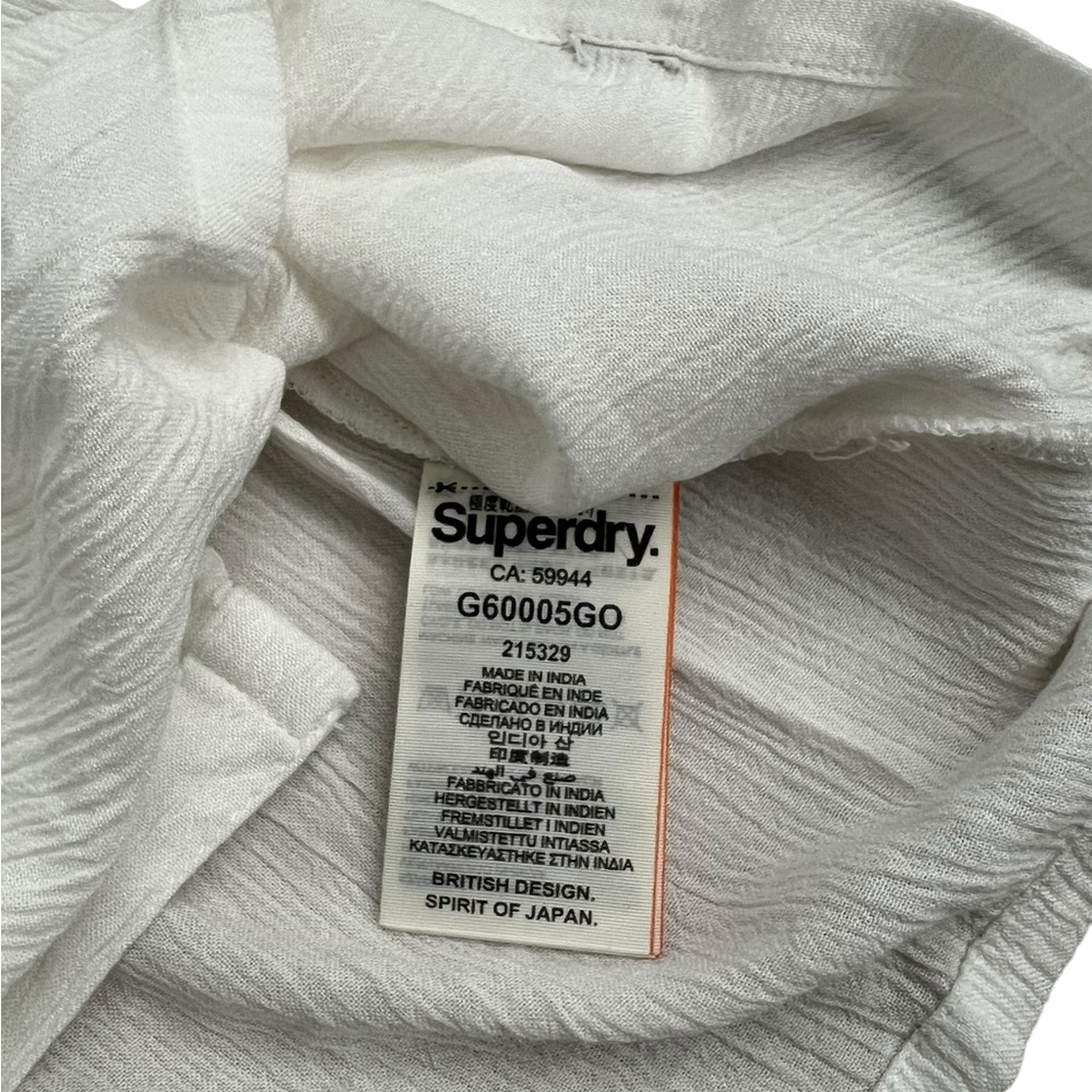 Superdry Women Sheer Button Up V Neck Long Sleeve Blouse Large Off White - Picture 5 of 8
